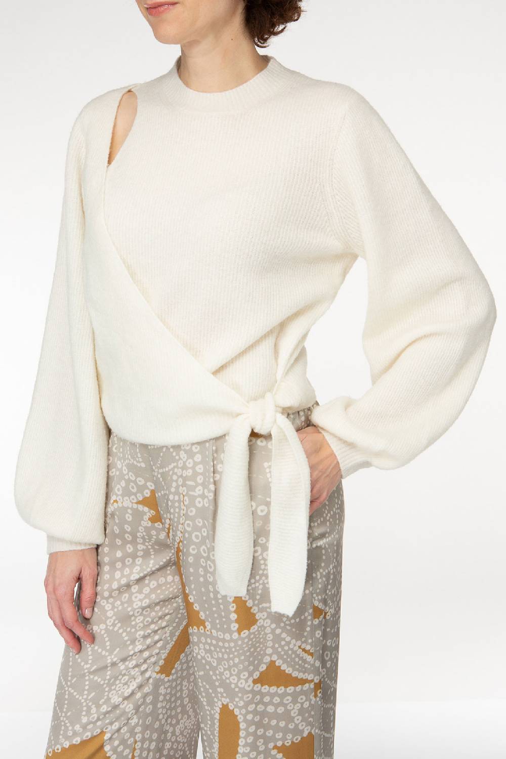 IVI GmbH SOLID KNIT Wickelpullover mit Cut-Out Detail weiß Exklusive Angebote