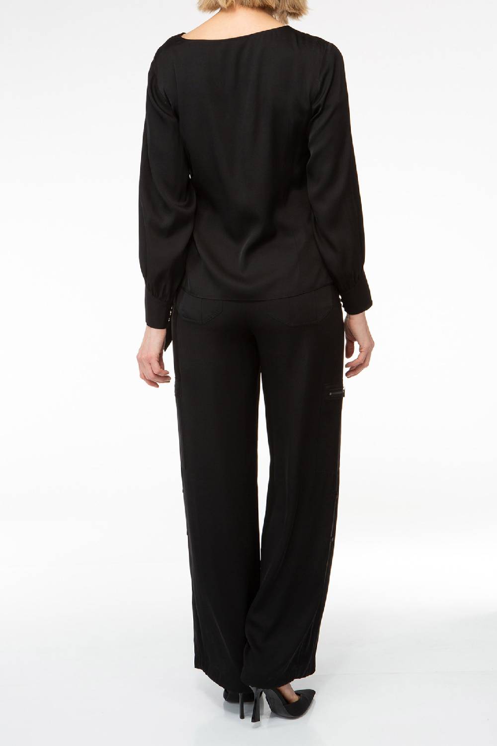 IVI GmbH SOLID SILK Seidenbluse mit Cut-Out Detail schwarz Blitzangebot