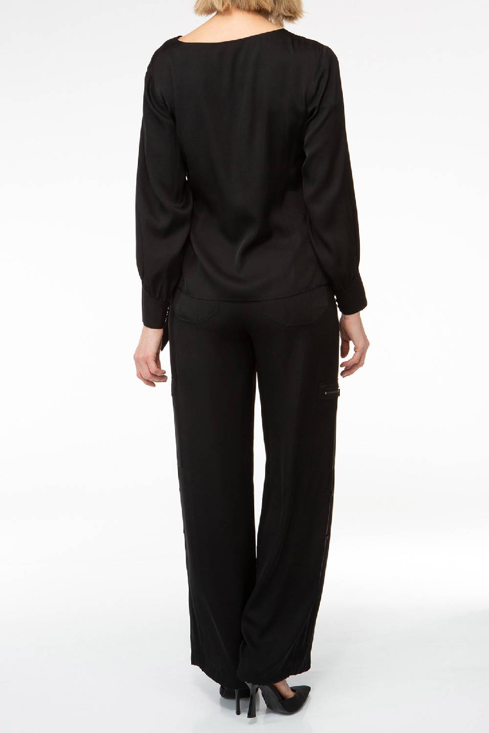 IVI GmbH SOLID SILK Seidenhose mit Cargo-Details schwarz Große Rabatte