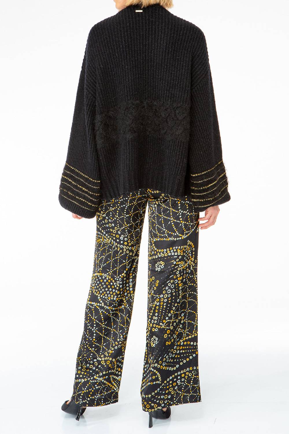 IVI GmbH SOLID KNIT Cardigan mit Zier-Crochet schwarz Tiefpreis