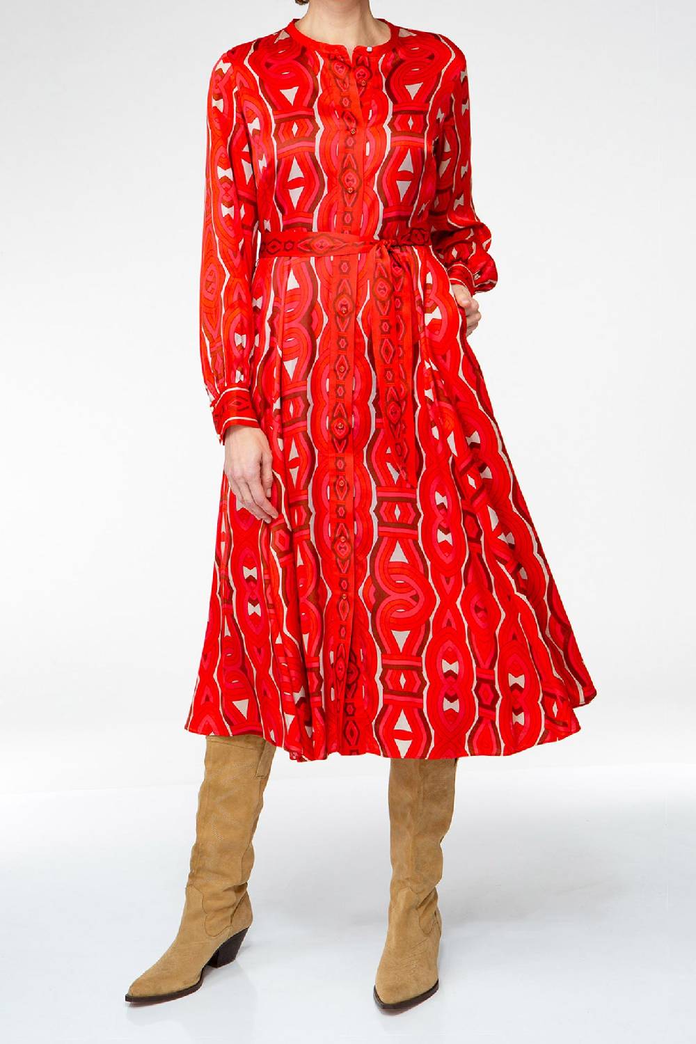 IVI GmbH GRACE Midi Kleid mit Print rot Bis zu 50% Rabatt