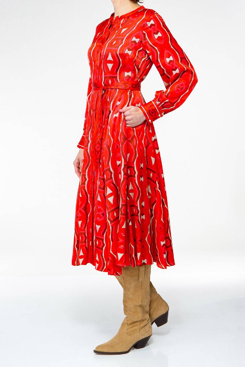 IVI GmbH GRACE Midi Kleid mit Print rot Bis zu 50% Rabatt
