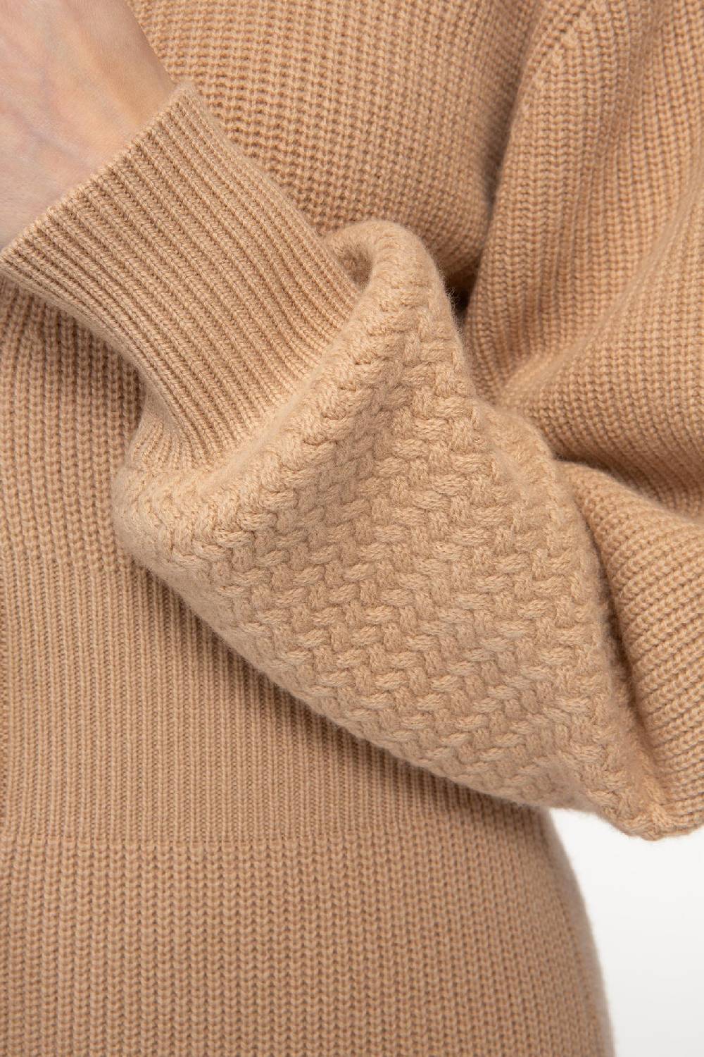 IVI GmbH SOLID KNIT Kleid im Struktur-Mix camel Sonderangebot der Fabrik