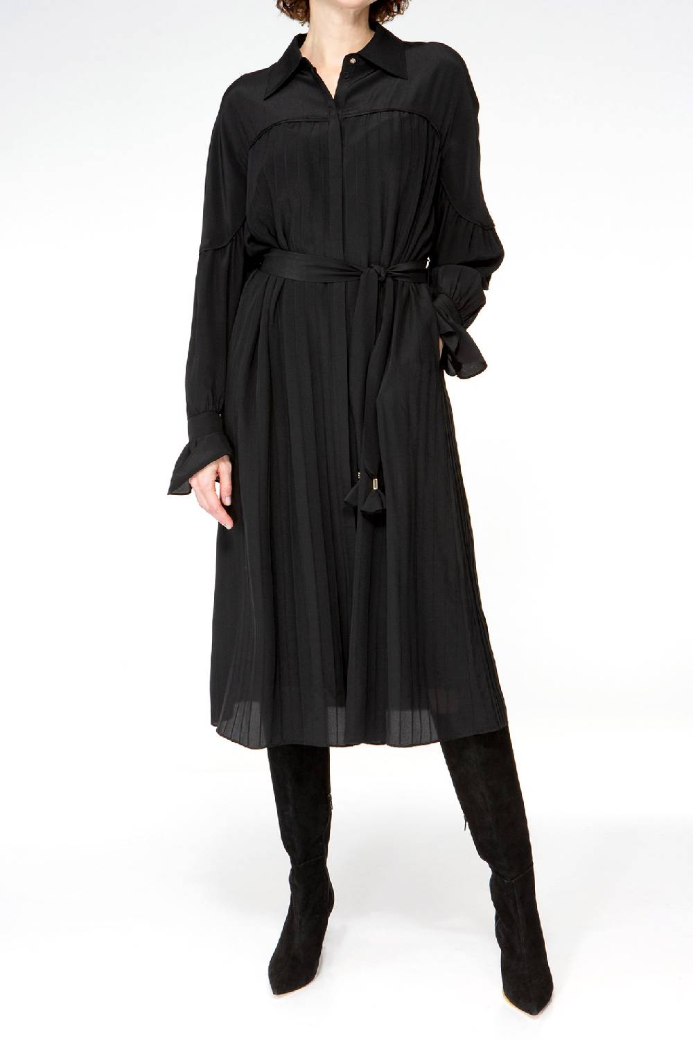 IVI GmbH FANCY Plissé Kleid aus Seiden-Georgette schwarz Bis zu 55% Rabatt