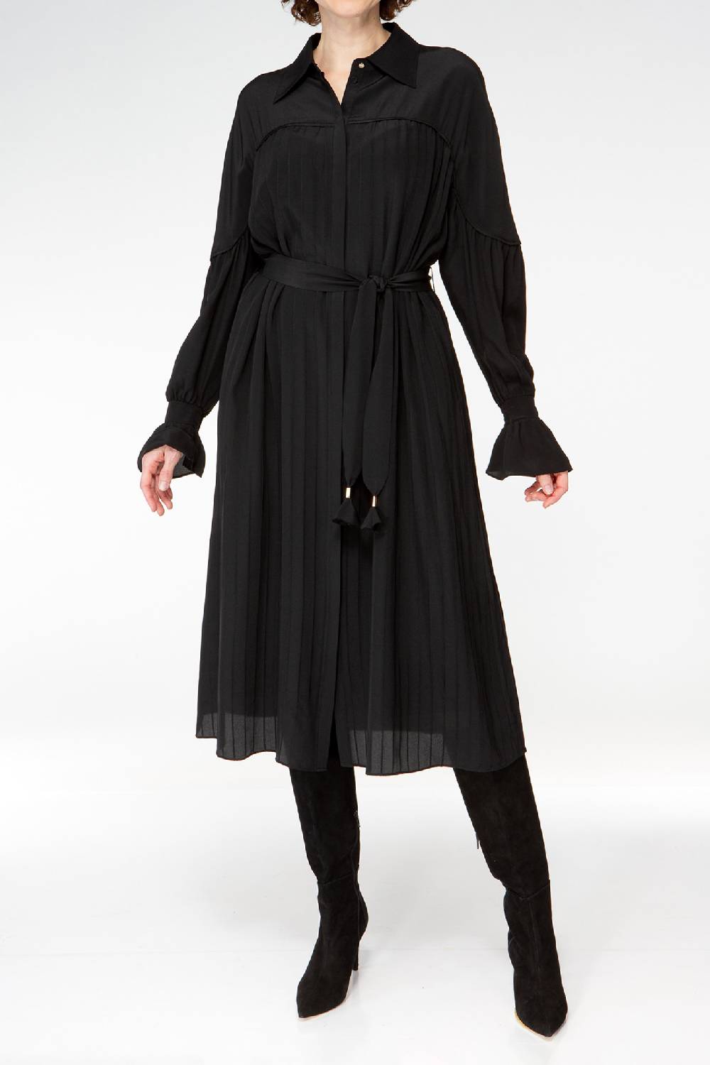IVI GmbH FANCY Plissé Kleid aus Seiden-Georgette schwarz Bis zu 55% Rabatt