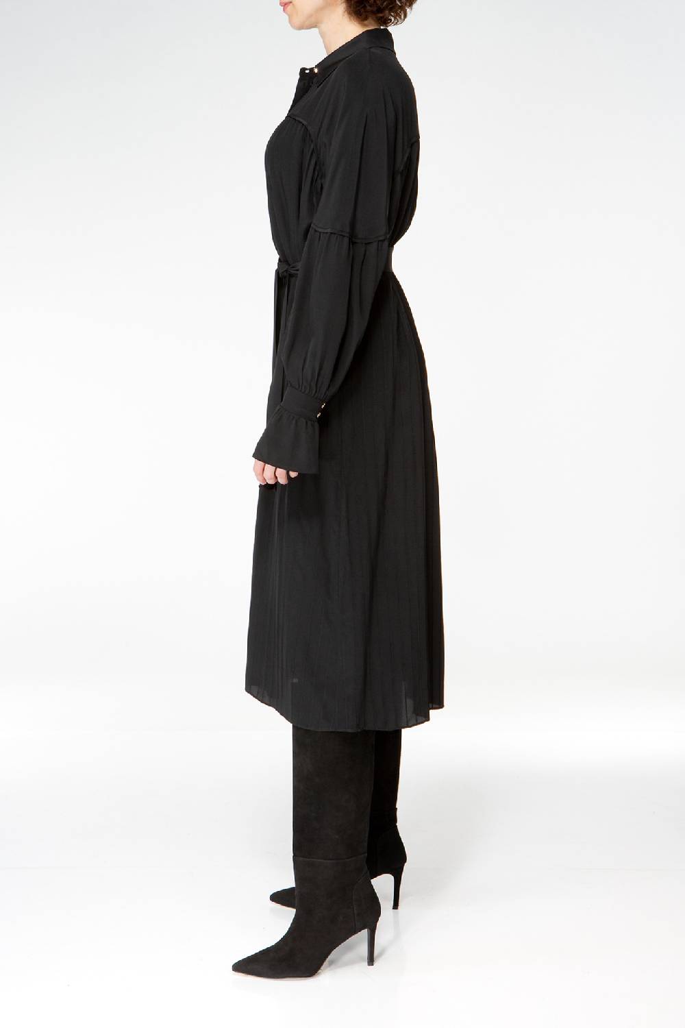 IVI GmbH FANCY Plissé Kleid aus Seiden-Georgette schwarz Bis zu 55% Rabatt