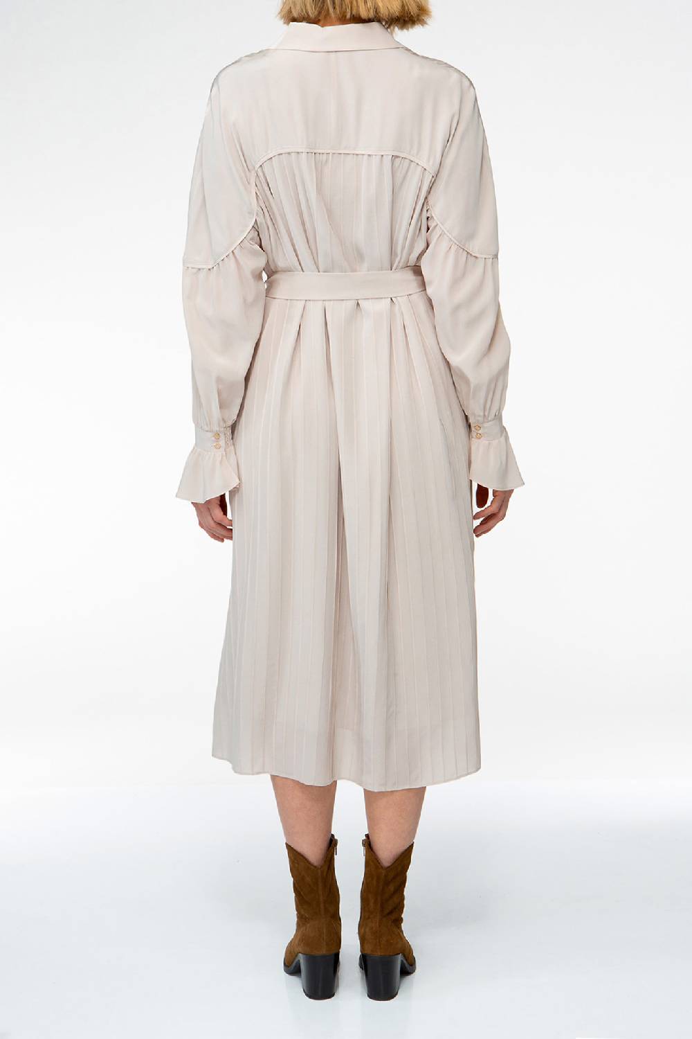 IVI GmbH FANCY Plissé Kleid aus Seiden-Georgette taupe Discount Store für neue Produkte