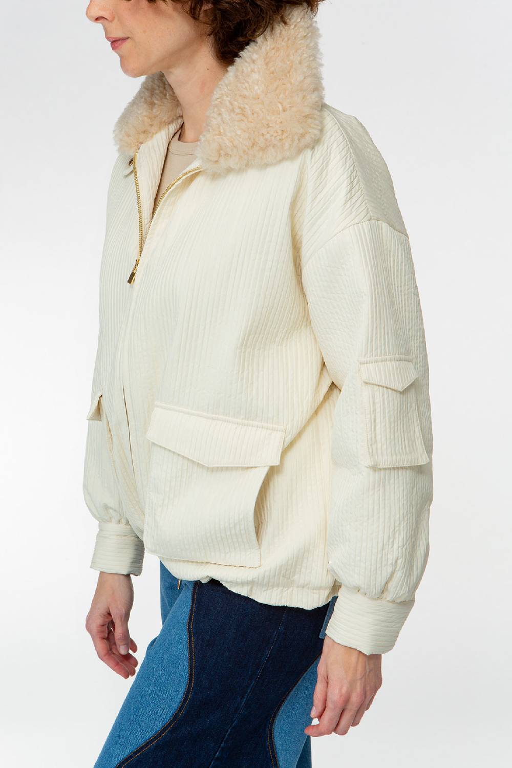 IVI GmbH OUTERWEAR Pilotenjacke mit Fake-Fur Kragen creme-weiß Online
