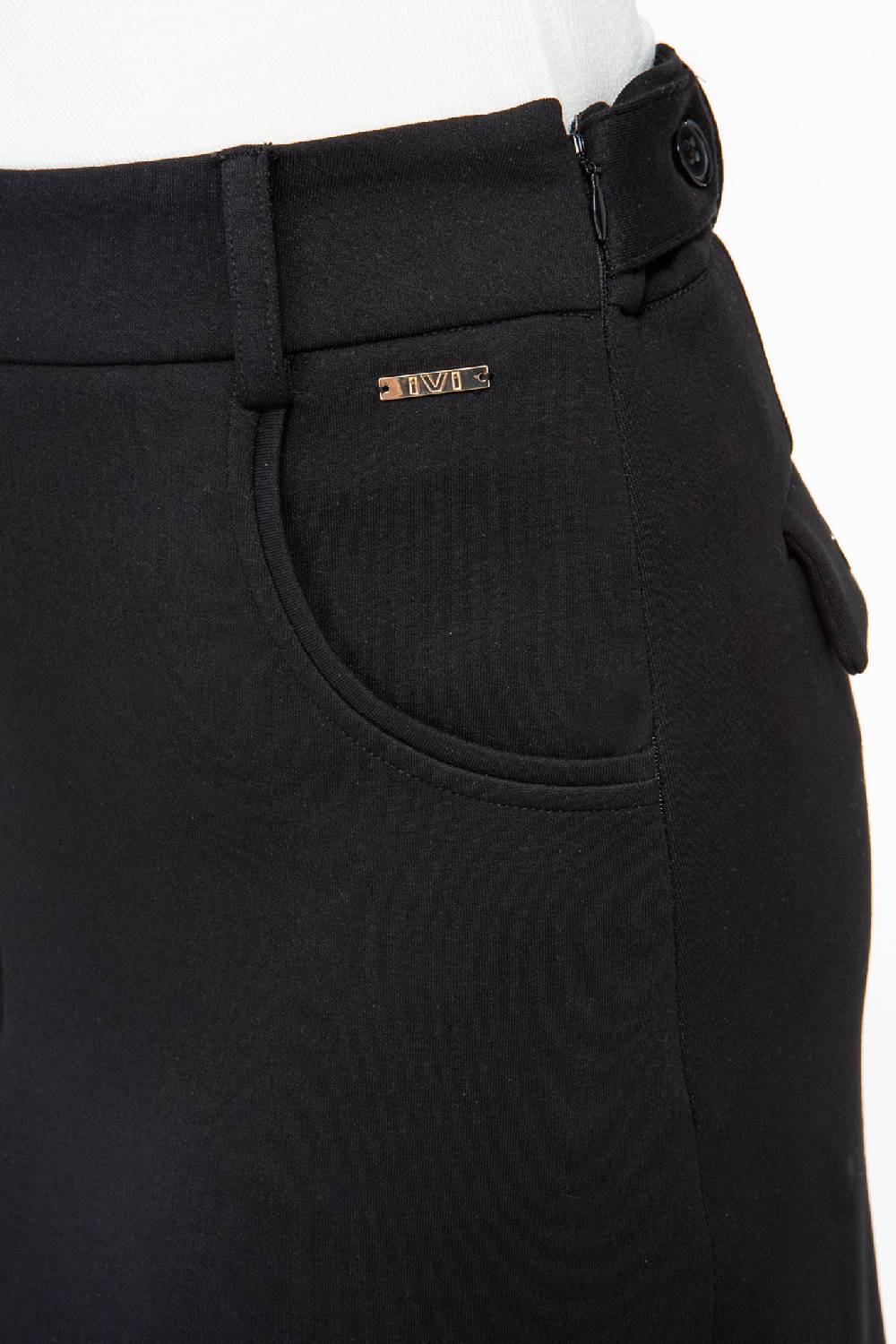 IVI GmbH SOLID JERSEY Midirock mit Kellerfalte schwarz Kostenloser Versand