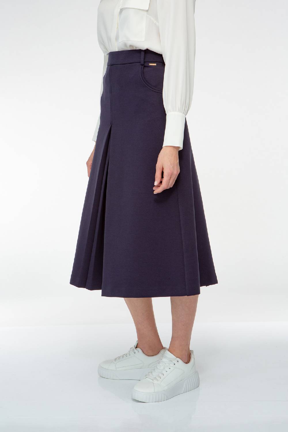 IVI GmbH SOLID JERSEY Midirock mit Kellerfalte navy Limitierter Zeitrabatt