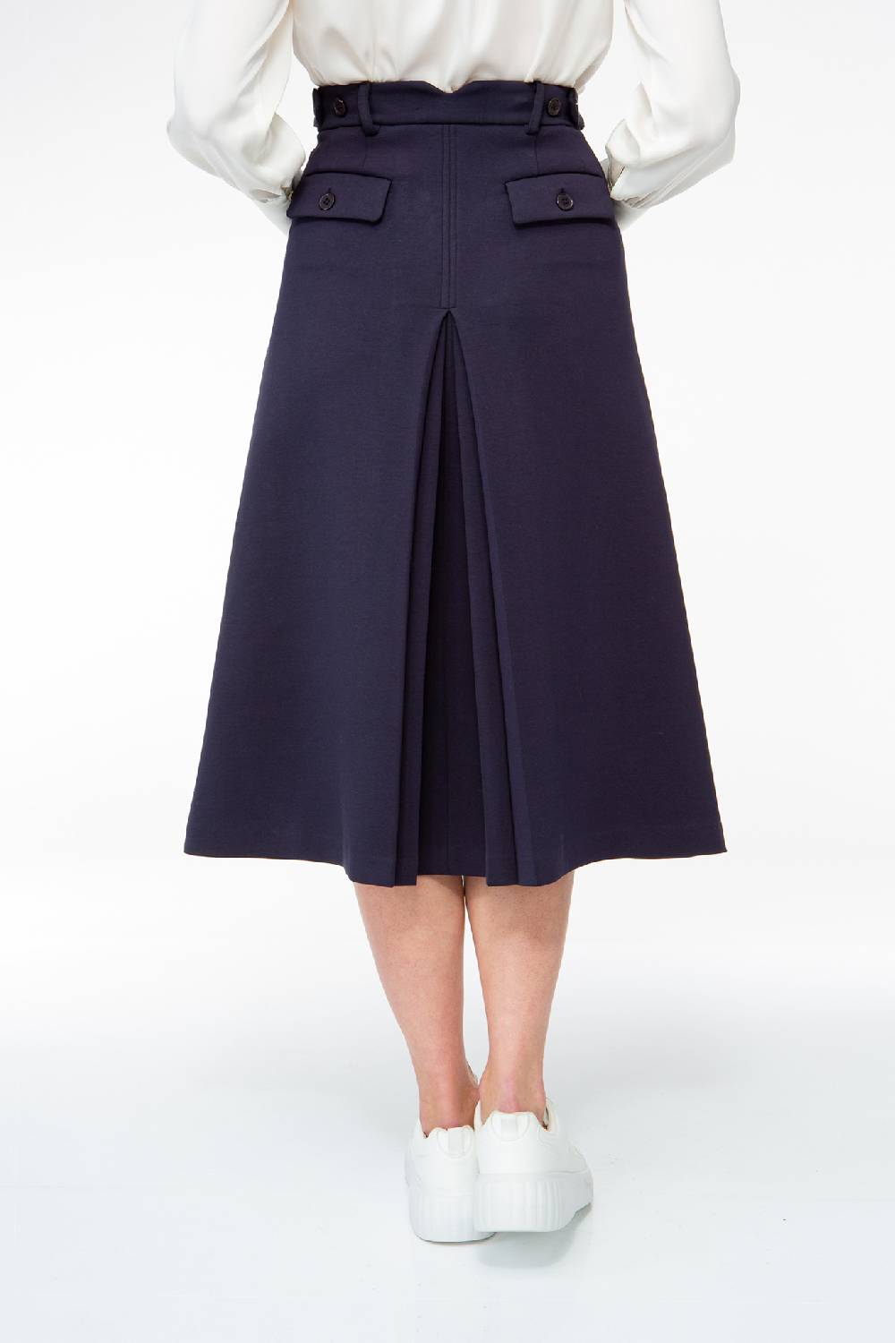 IVI GmbH SOLID JERSEY Midirock mit Kellerfalte navy Limitierter Zeitrabatt