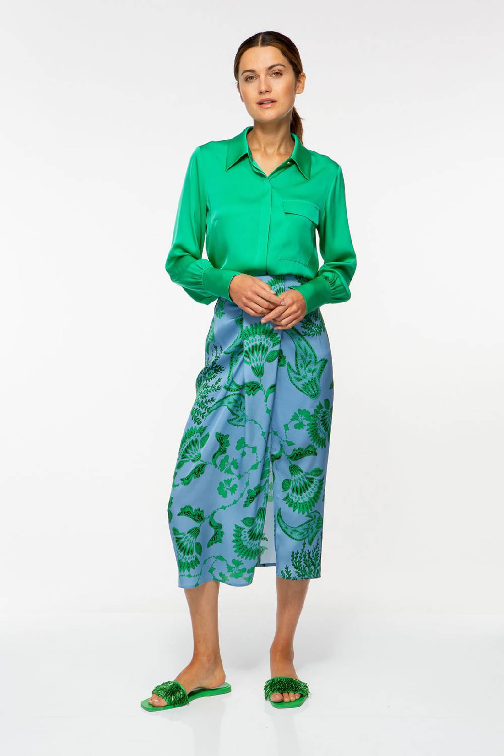 IVI GmbH CORAL FLOWER Seidenrock mit Print ocean Fabrik Onlineshop