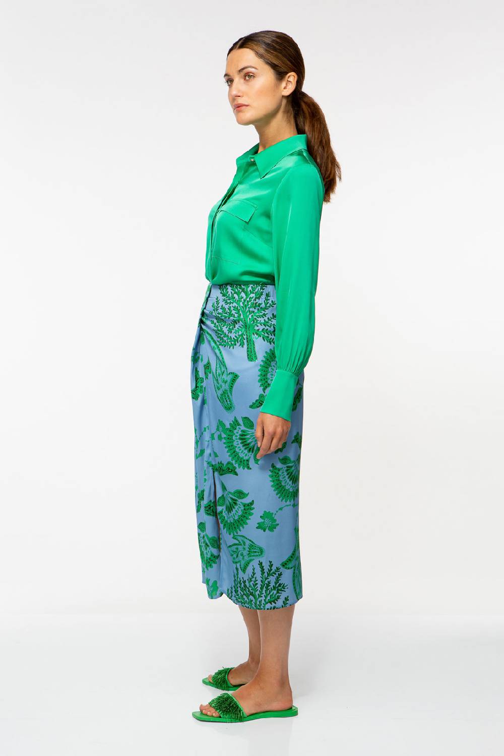 IVI GmbH CORAL FLOWER Seidenrock mit Print ocean Fabrik Onlineshop