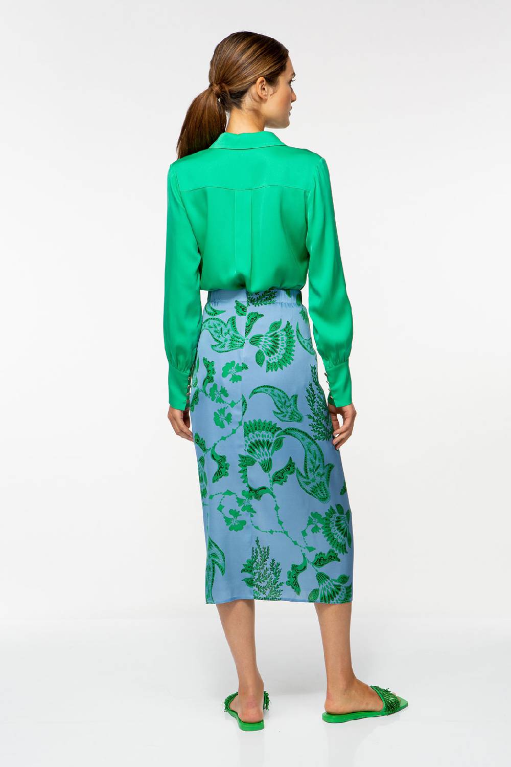 IVI GmbH CORAL FLOWER Seidenrock mit Print ocean Fabrik Onlineshop