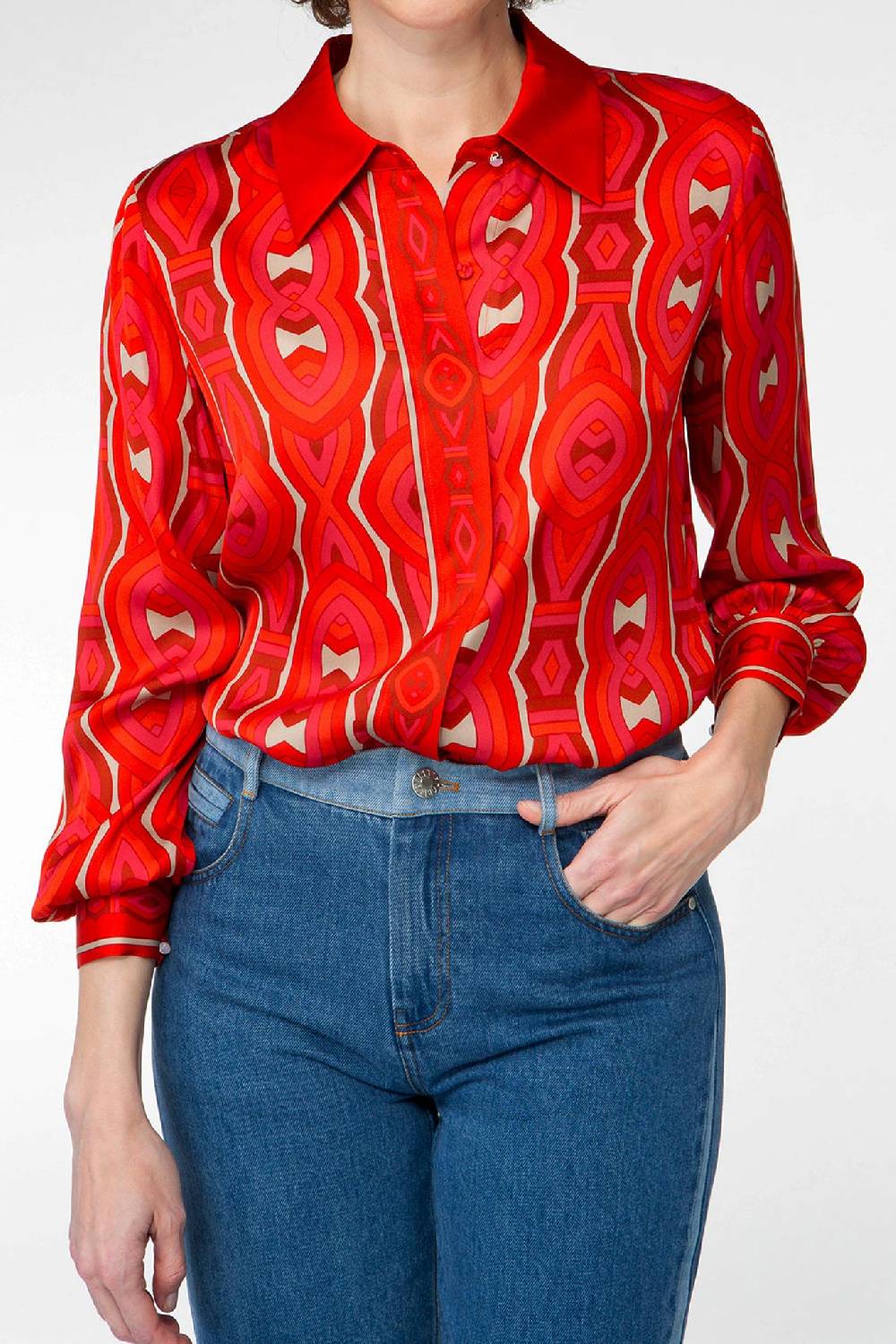 IVI GmbH GRACE Hemdbluse aus Seide rot Muttertagsangebot
