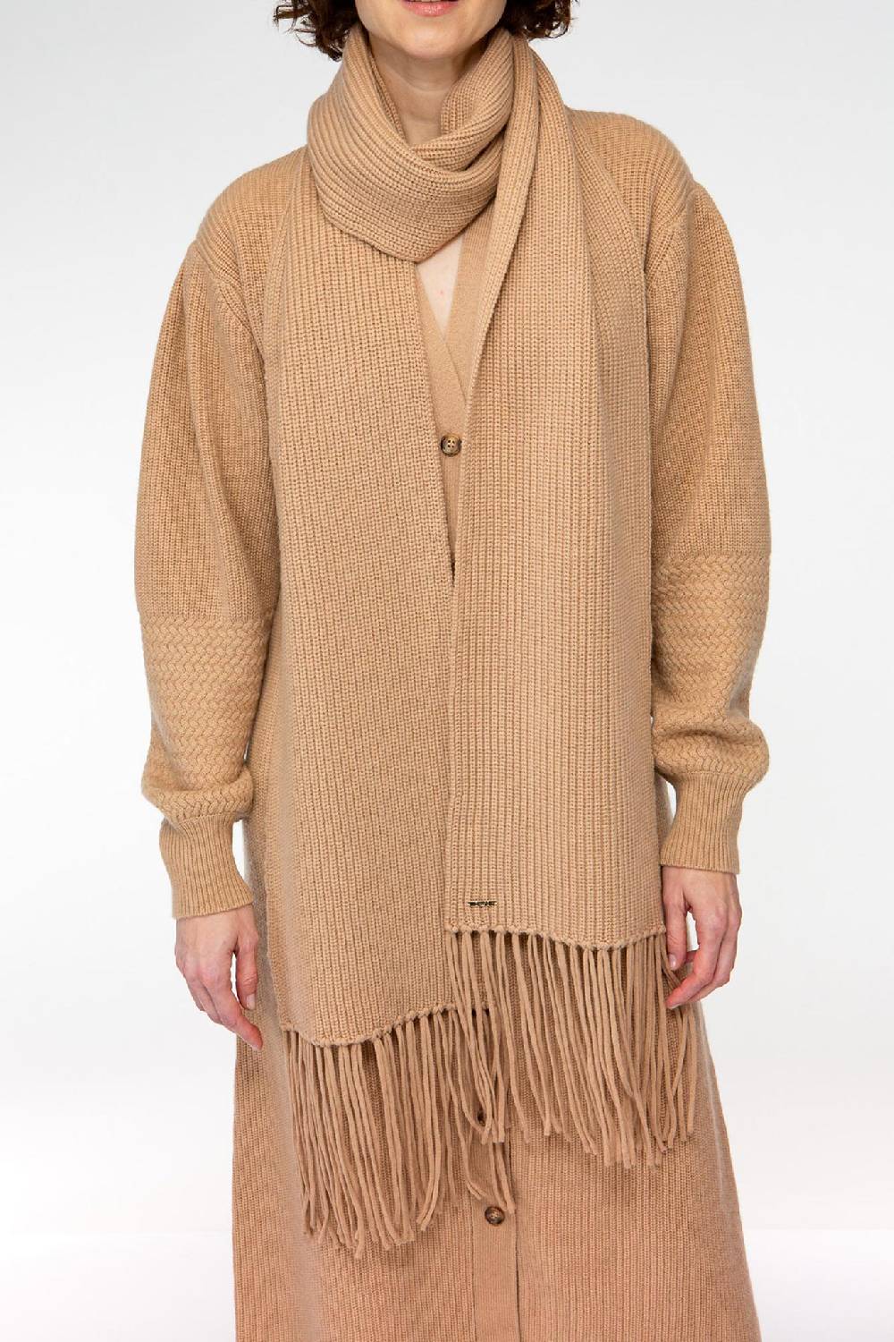 IVI GmbH SOLID KNIT Langer Schal mit Fransen camel Neueste Mode