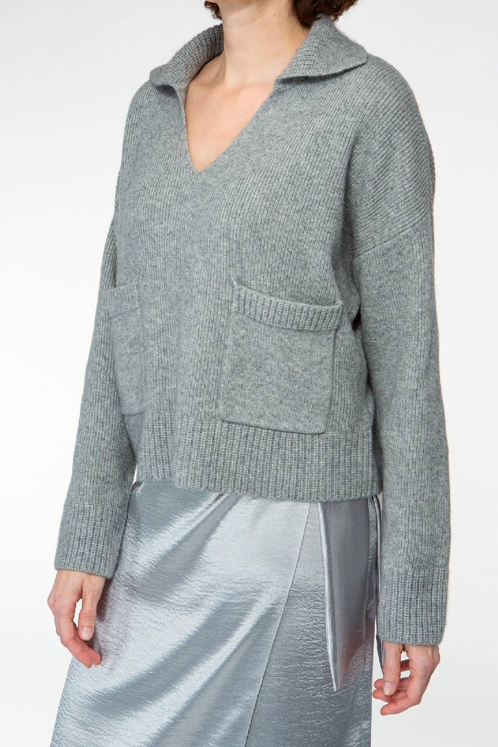 IVI GmbH SOLID KNIT Pullover im Troyer-Look grau-melange Riesige Rabatte