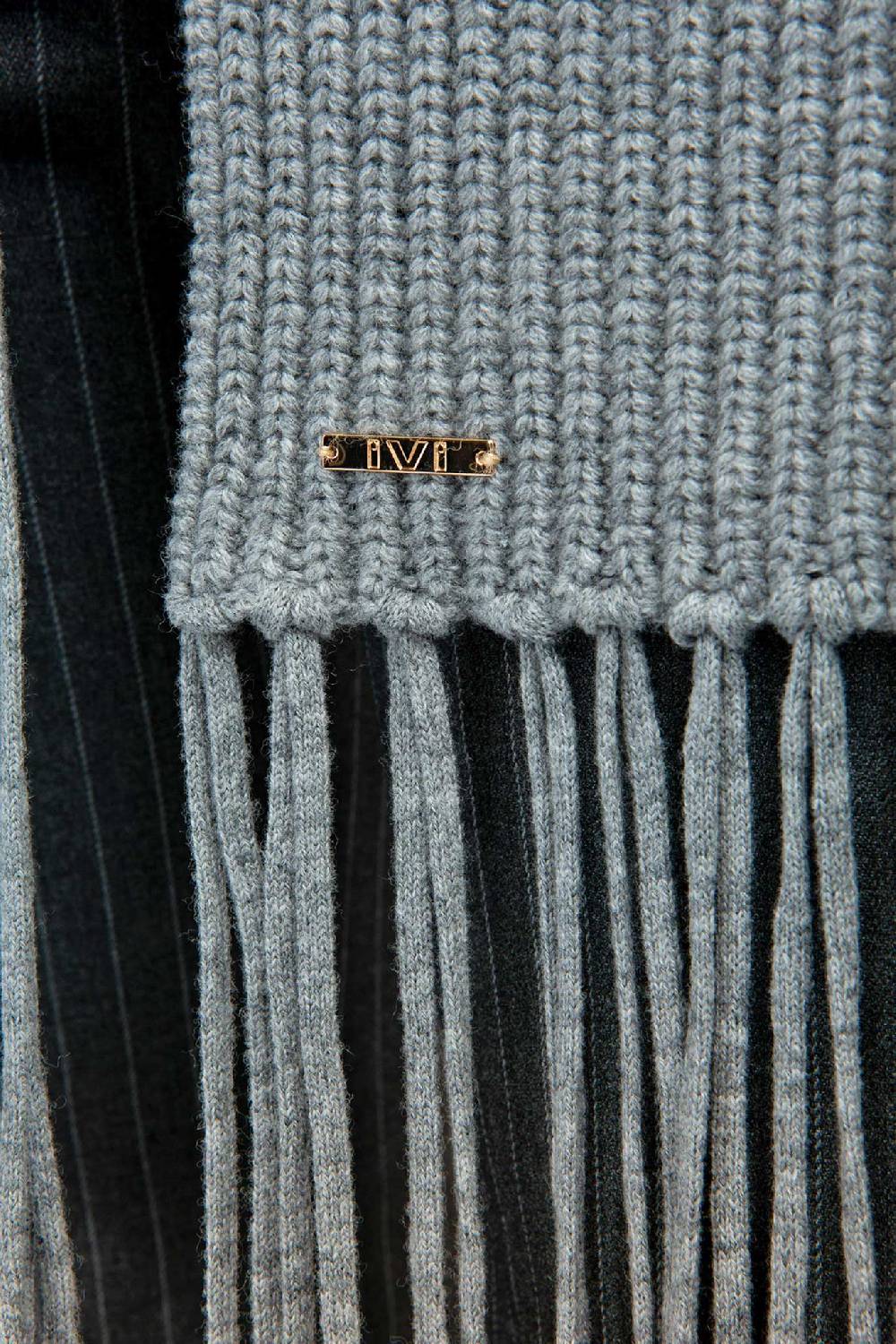 IVI GmbH SOLID KNIT Langer Schal mit Fransen grau-melange Clearance-Verkauf