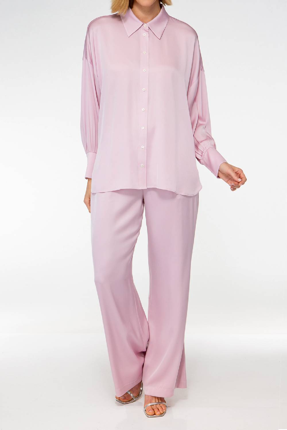 IVI GmbH SOLID SILK Tunika im Hemdblusen-Look bright rose Fabrikladen