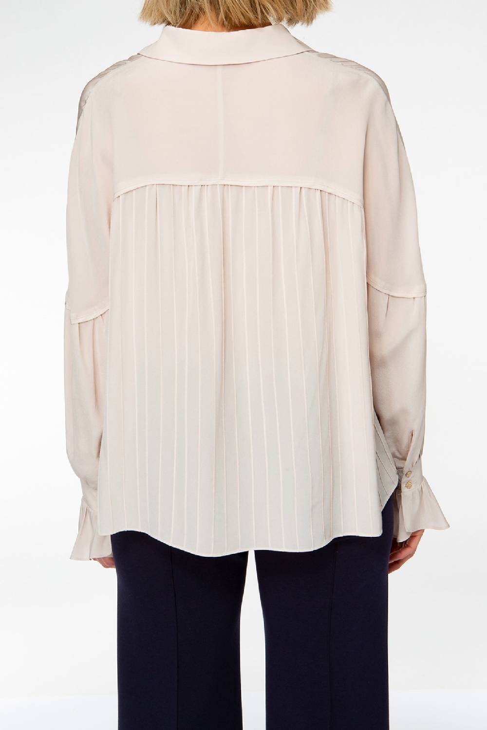 IVI GmbH FANCY Plissé Bluse aus Seiden-Georgette taupe zollfrei