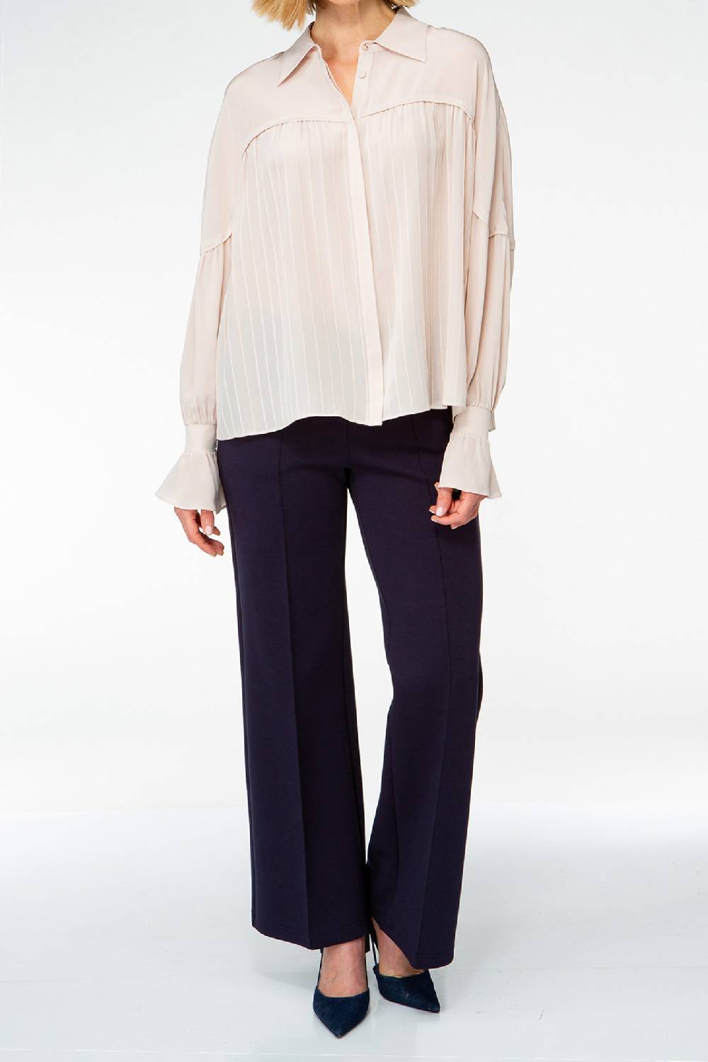 IVI GmbH FANCY Plissé Bluse aus Seiden-Georgette taupe zollfrei