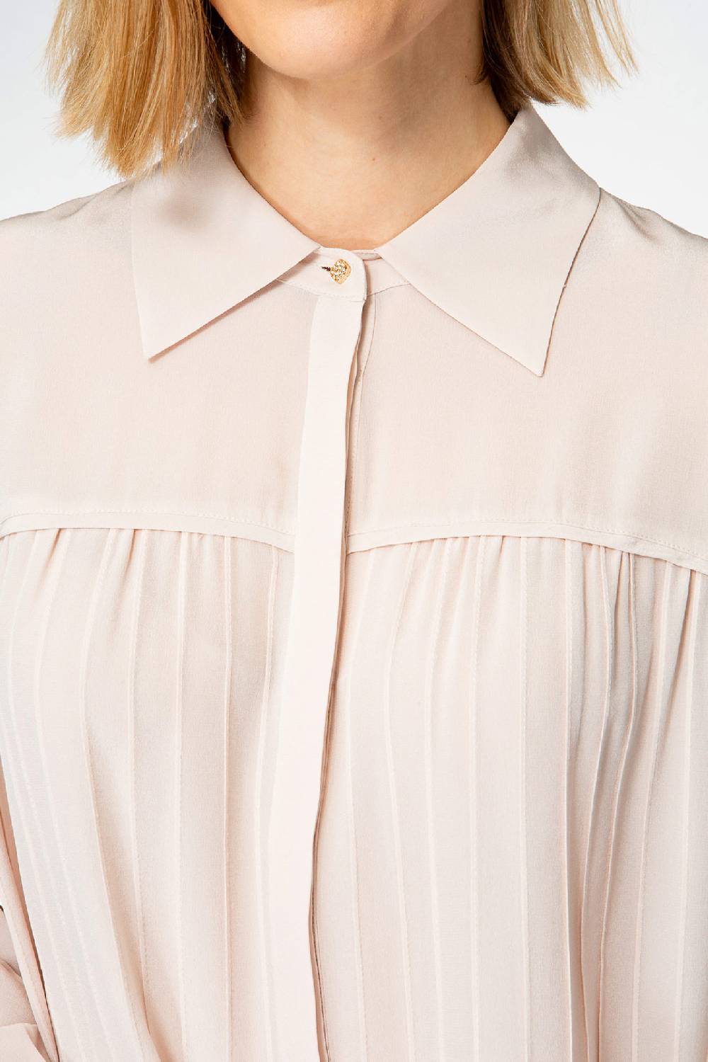 IVI GmbH FANCY Plissé Bluse aus Seiden-Georgette taupe zollfrei