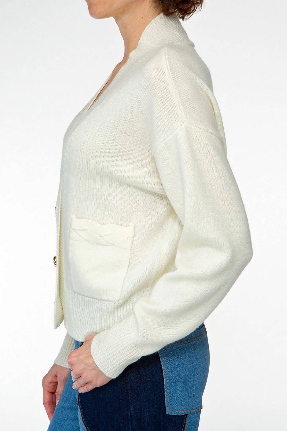 IVI GmbH SOLID KNIT Cardigan mit aufgesetzten Taschen weiß 50% Rabatt für begrenzte Zeit