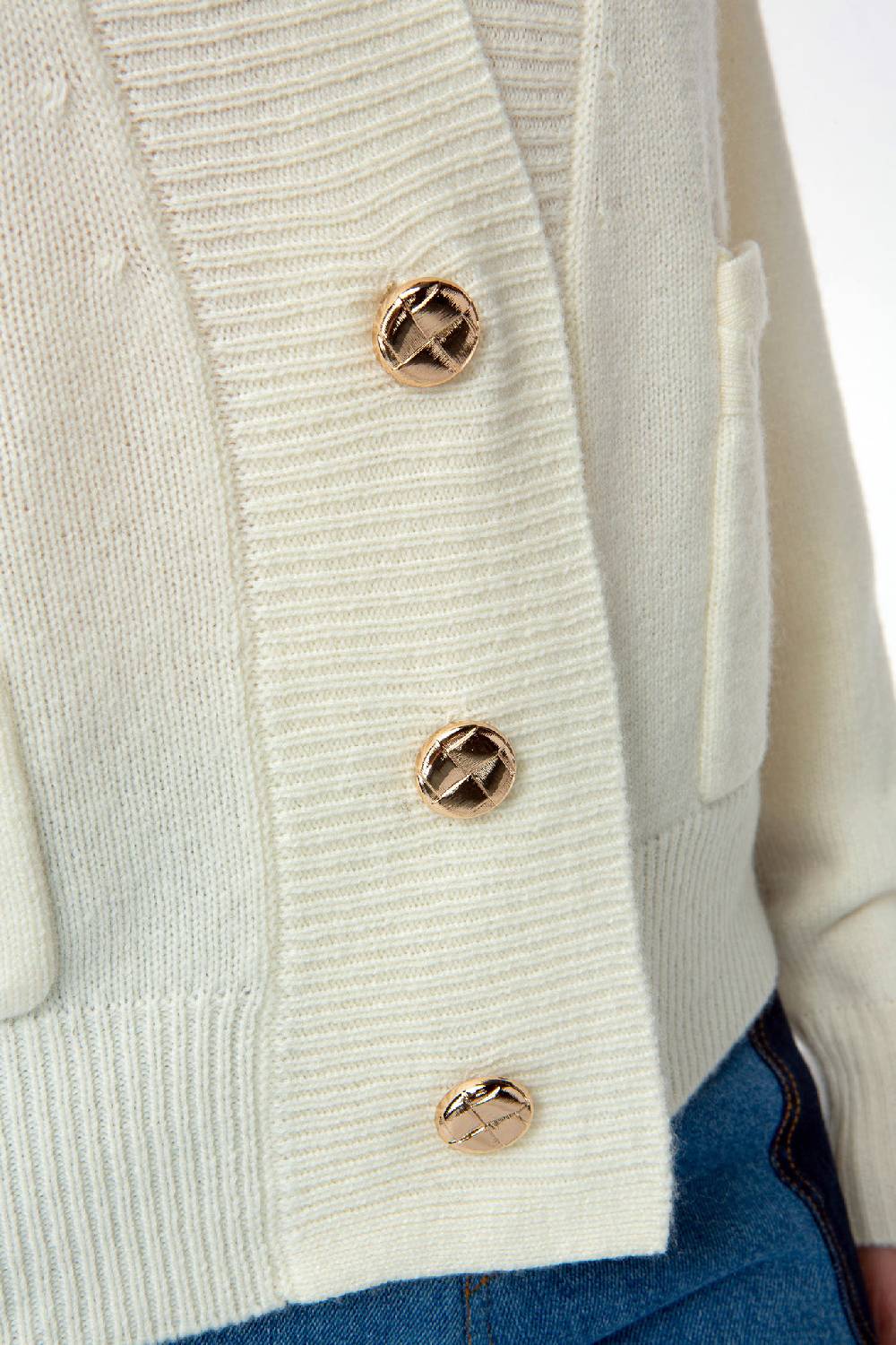 IVI GmbH SOLID KNIT Cardigan mit aufgesetzten Taschen weiß 50% Rabatt für begrenzte Zeit
