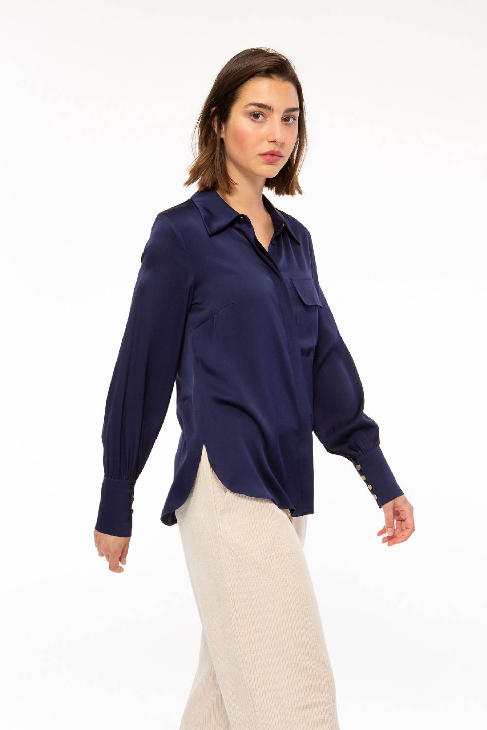IVI GmbH SOLID SILK Hemdbluse navy Weihnachtsangebot