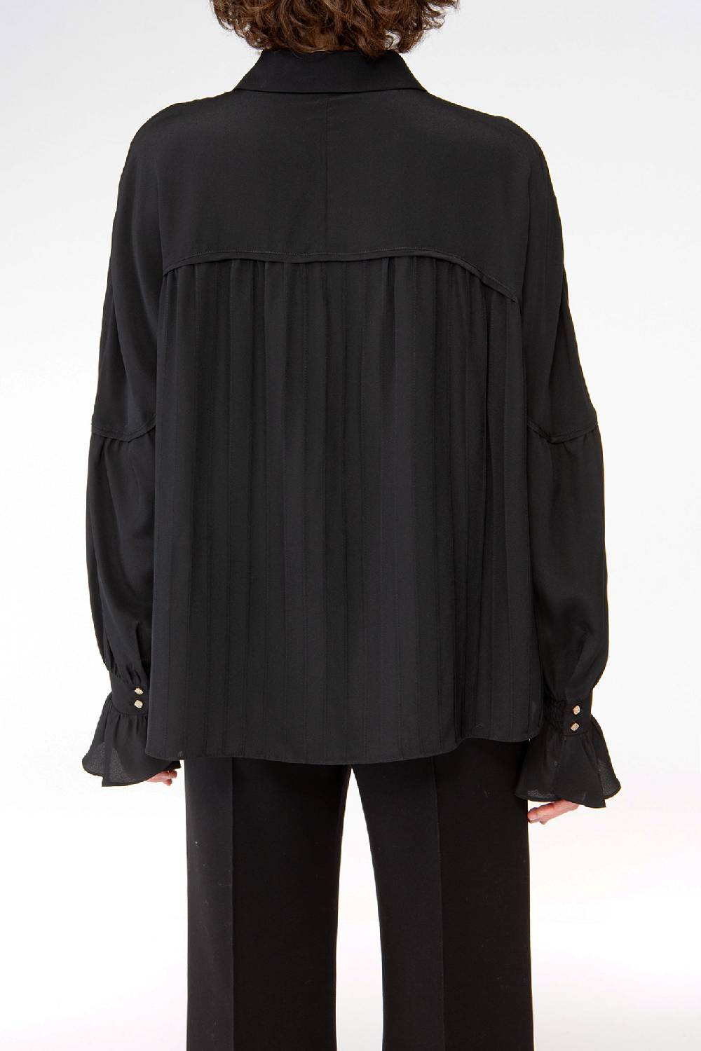 IVI GmbH FANCY Plissé Bluse aus Seiden-Georgette schwarz Muttertagsangebot