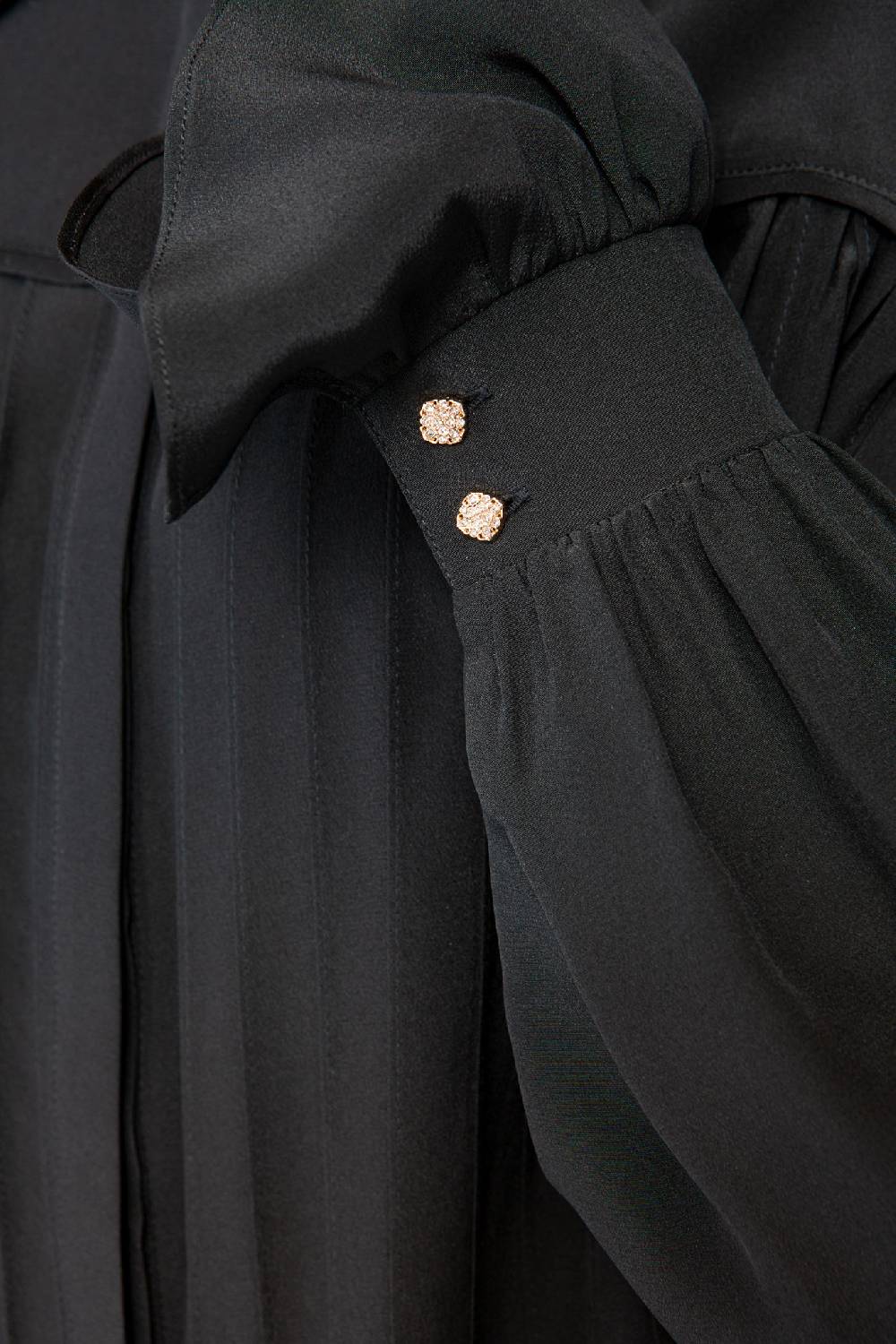 IVI GmbH FANCY Plissé Bluse aus Seiden-Georgette schwarz Muttertagsangebot