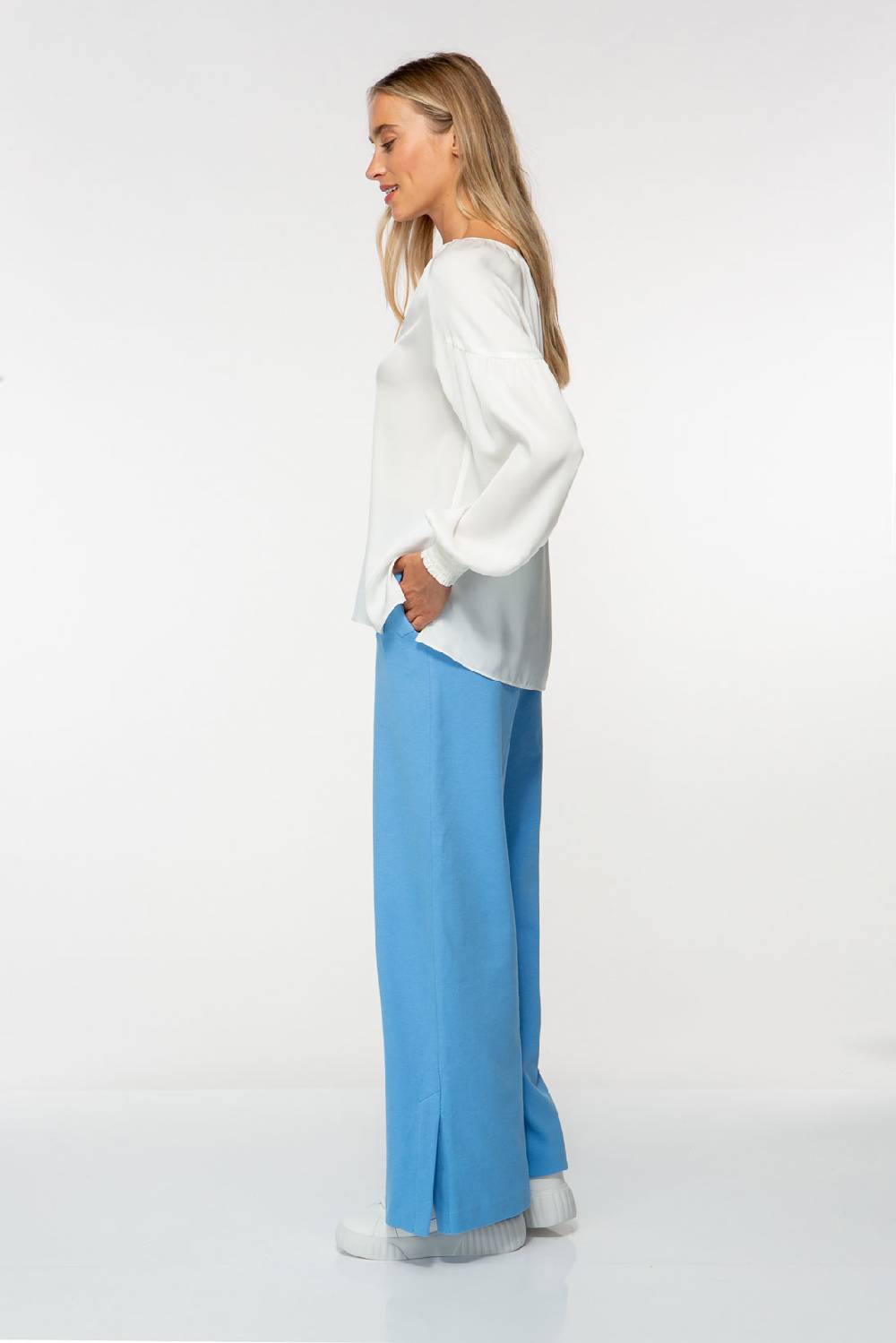 IVI GmbH SOLID SILK Seidenbluse mit Kräuseln weiß Vatertagsangebot