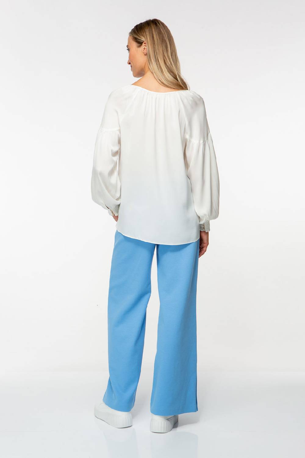 IVI GmbH SOLID SILK Seidenbluse mit Kräuseln weiß Vatertagsangebot