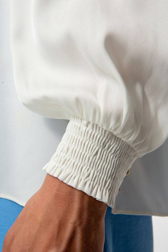 IVI GmbH SOLID SILK Seidenbluse mit Kräuseln weiß Vatertagsangebot