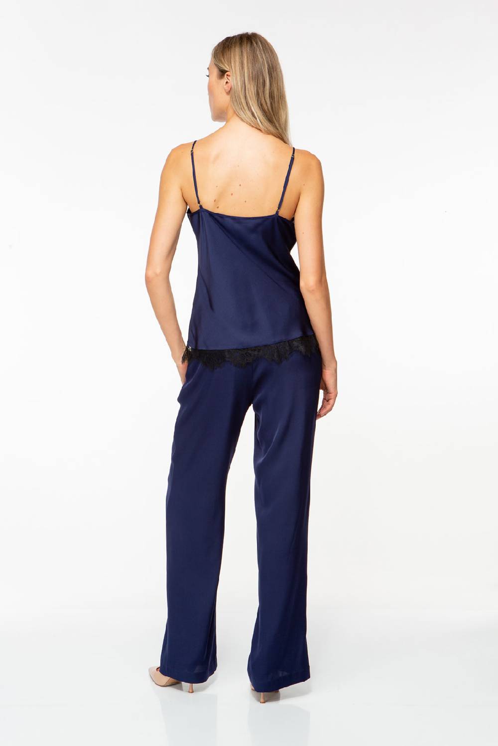 IVI GmbH SOLID SILK Top mit Spitze navy Letzte 3 Tage