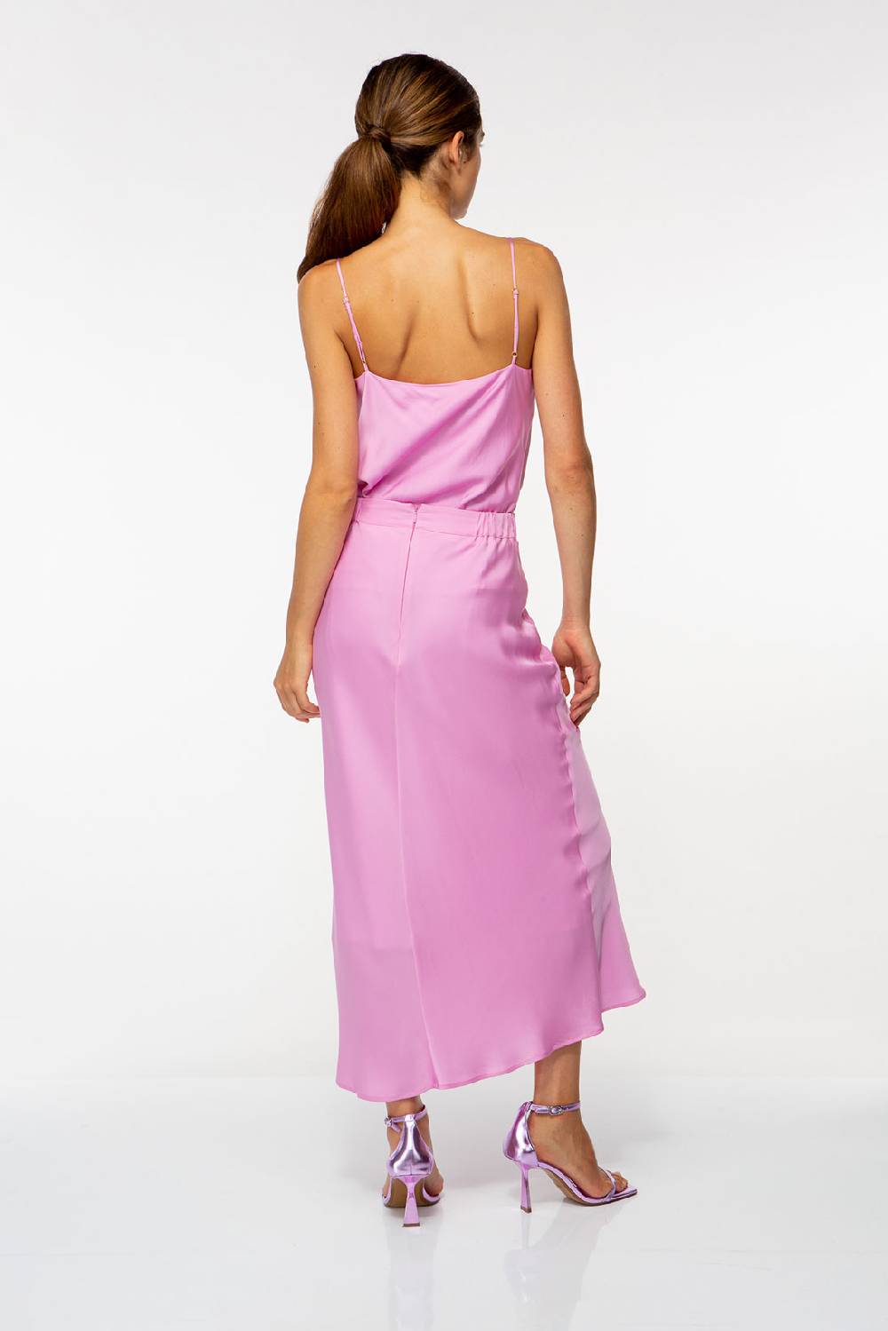 IVI GmbH SOLID SILK Seidenrock mit Raffung pink orchid Fabrikladen