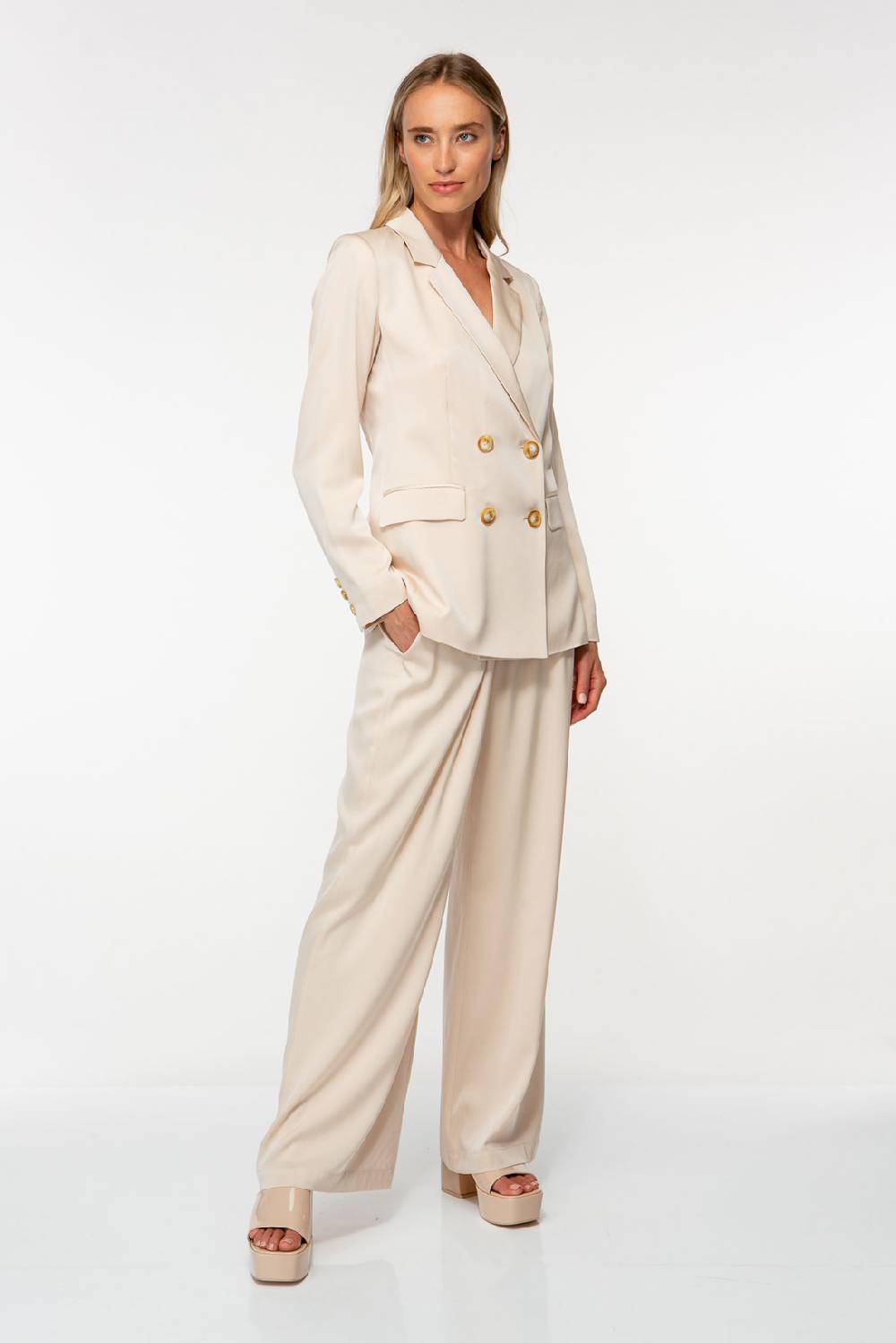 IVI GmbH SOLID SILK Seidenblazer light sand zollfrei