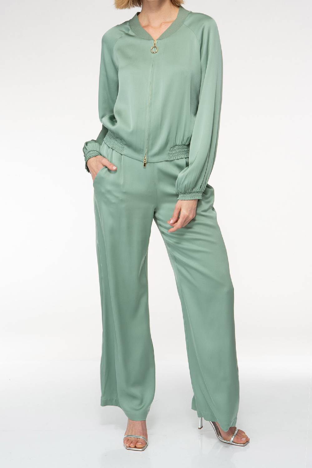 IVI GmbH SOLID SILK Seidenhose mit weitem Bein salbei Angebote