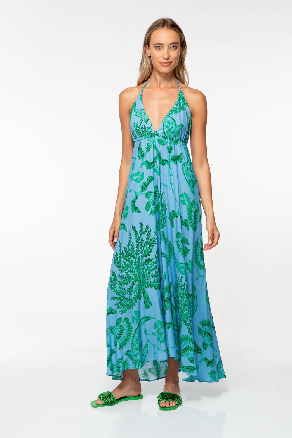IVI GmbH CORAL FLOWER Maxikleid mit Print ocean Versandkostenfrei