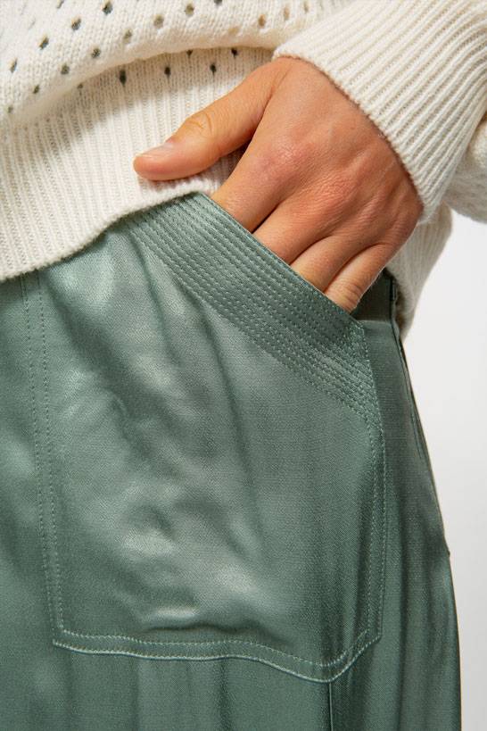 IVI GmbH SATEEN Hose mit Cargo Details thyme Großer Ausverkauf