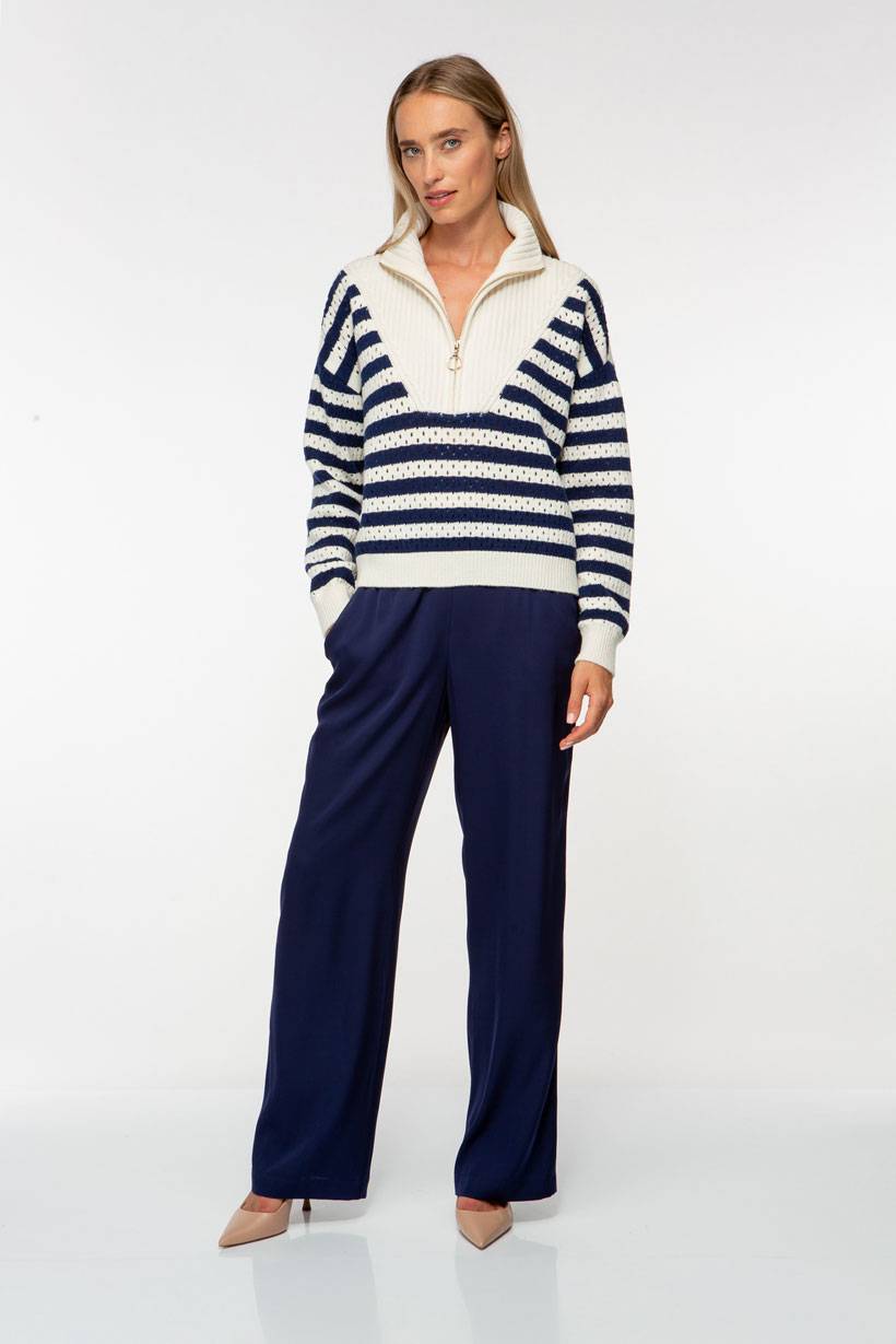 IVI GmbH SOLID KNIT Troyer Pullover mit Streifen Letzte 3 Tage