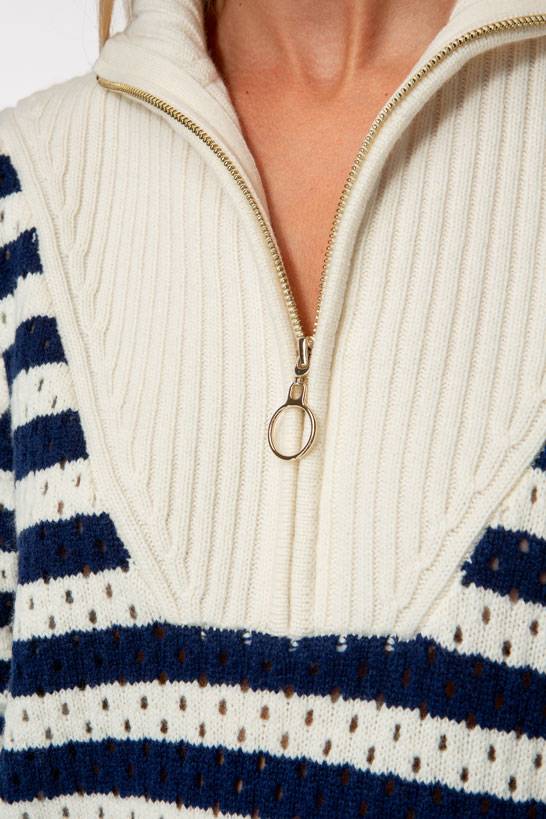 IVI GmbH SOLID KNIT Troyer Pullover mit Streifen Letzte 3 Tage
