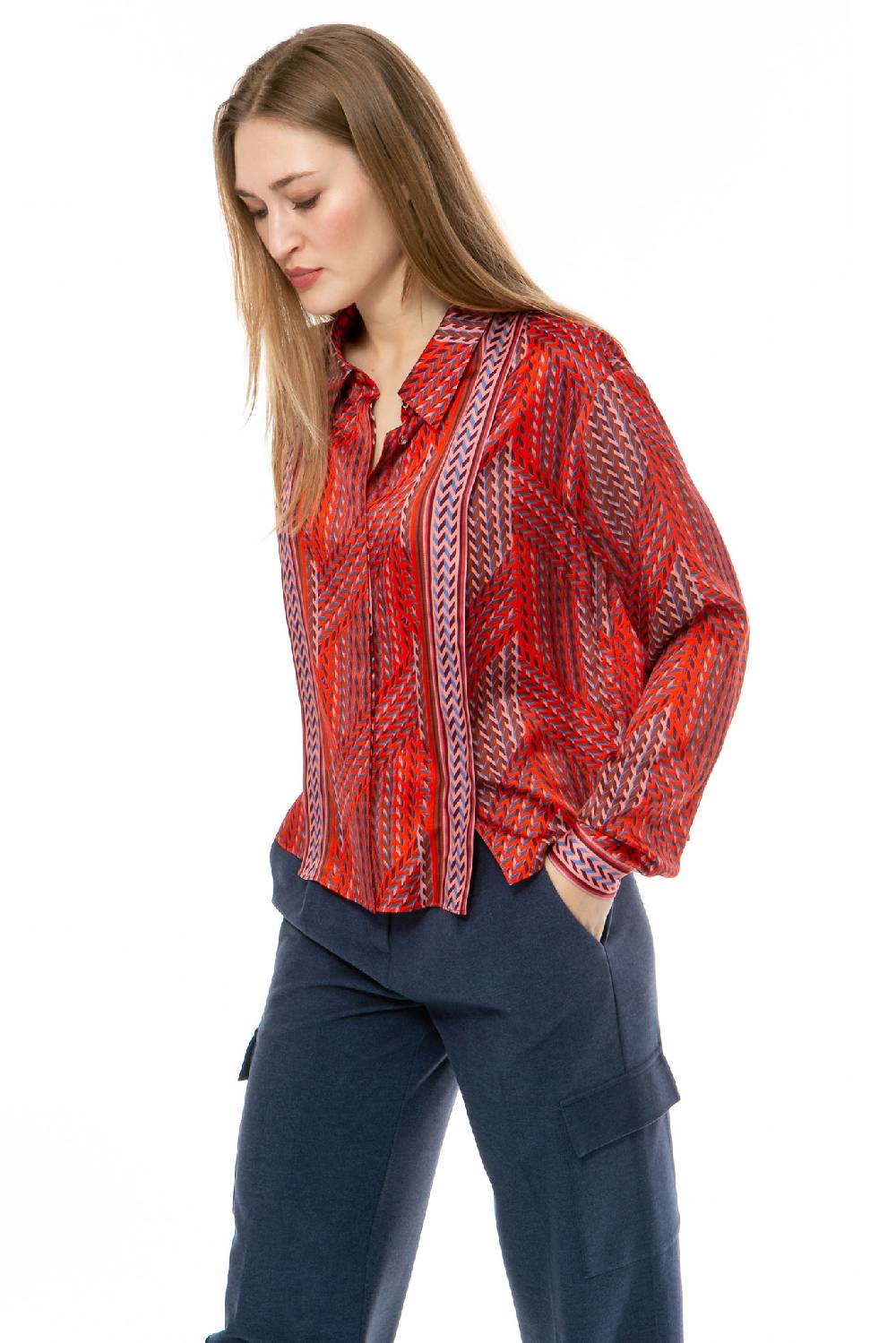 IVI GmbH STRIPES Cropped Bluse rot Outlet