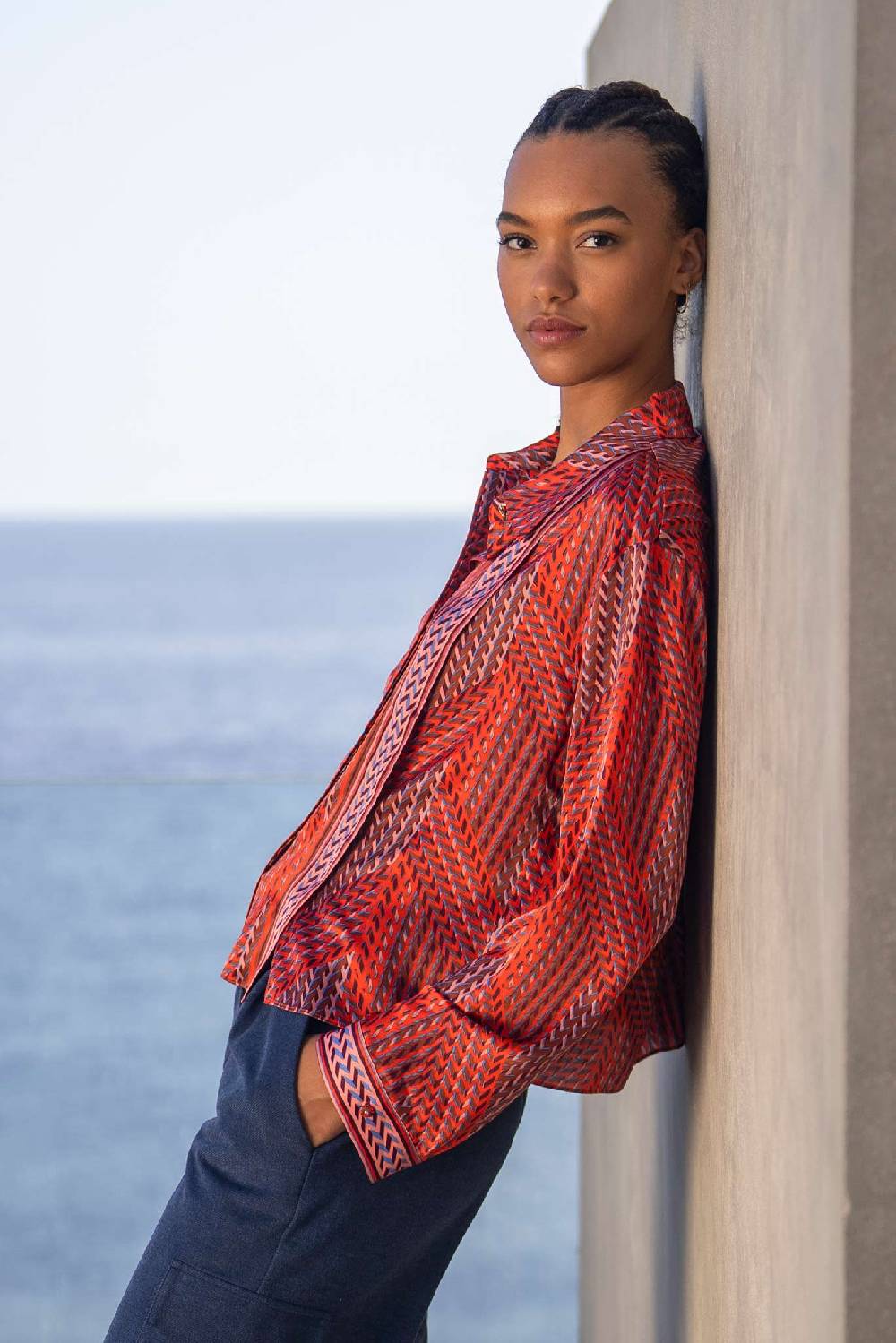IVI GmbH STRIPES Cropped Bluse rot Outlet
