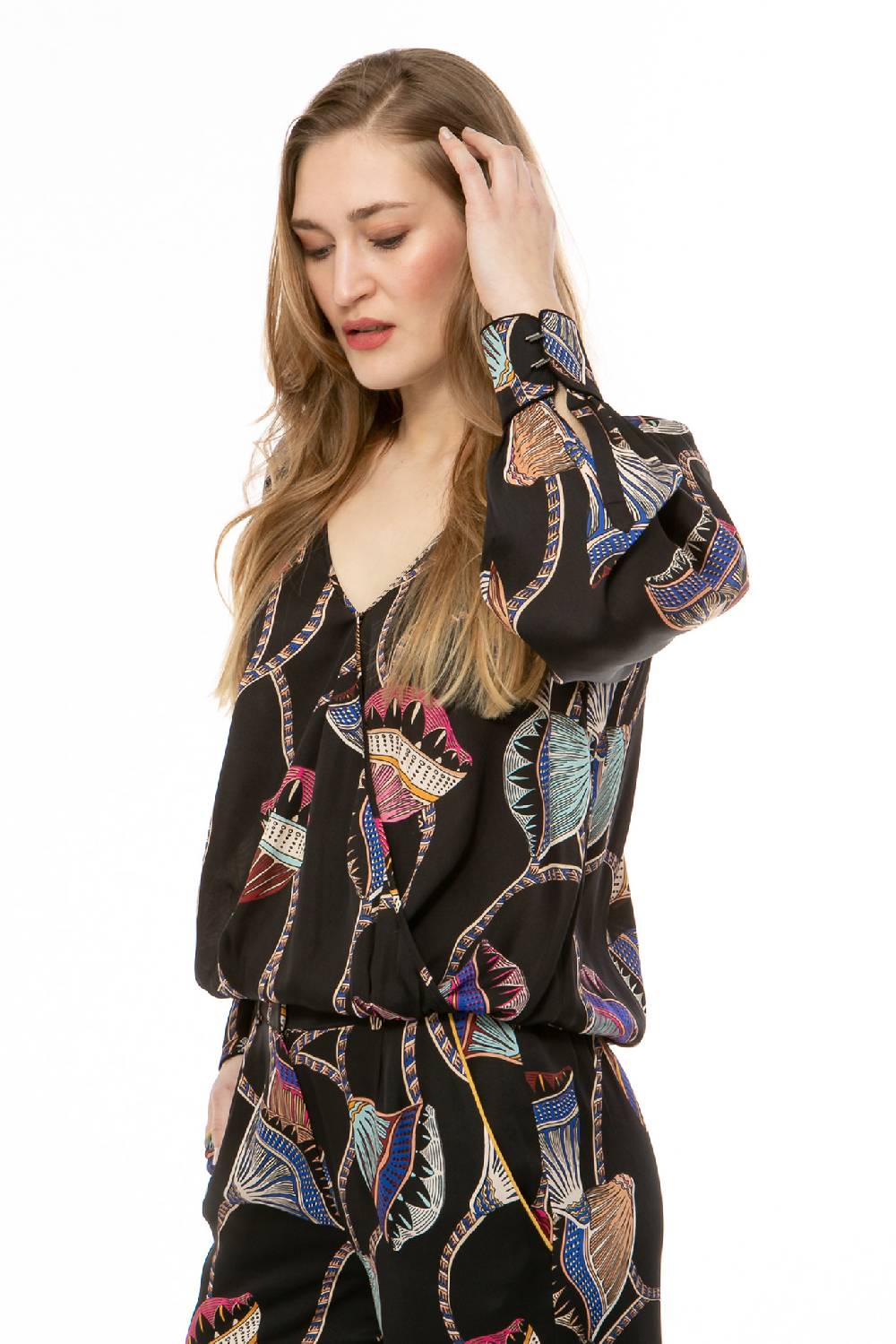 IVI GmbH LOTUS BLOSSOM Wickelbluse schwarz Fabrikpreis