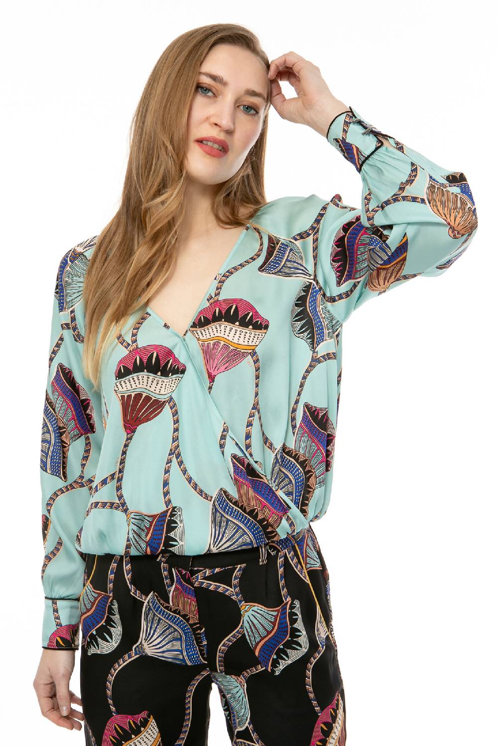 IVI GmbH LOTUS BLOSSOM Wickelbluse türkis Sonderangebot
