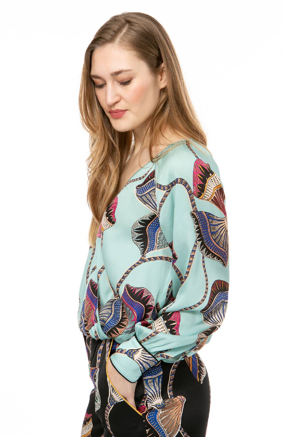 IVI GmbH LOTUS BLOSSOM Wickelbluse türkis Sonderangebot