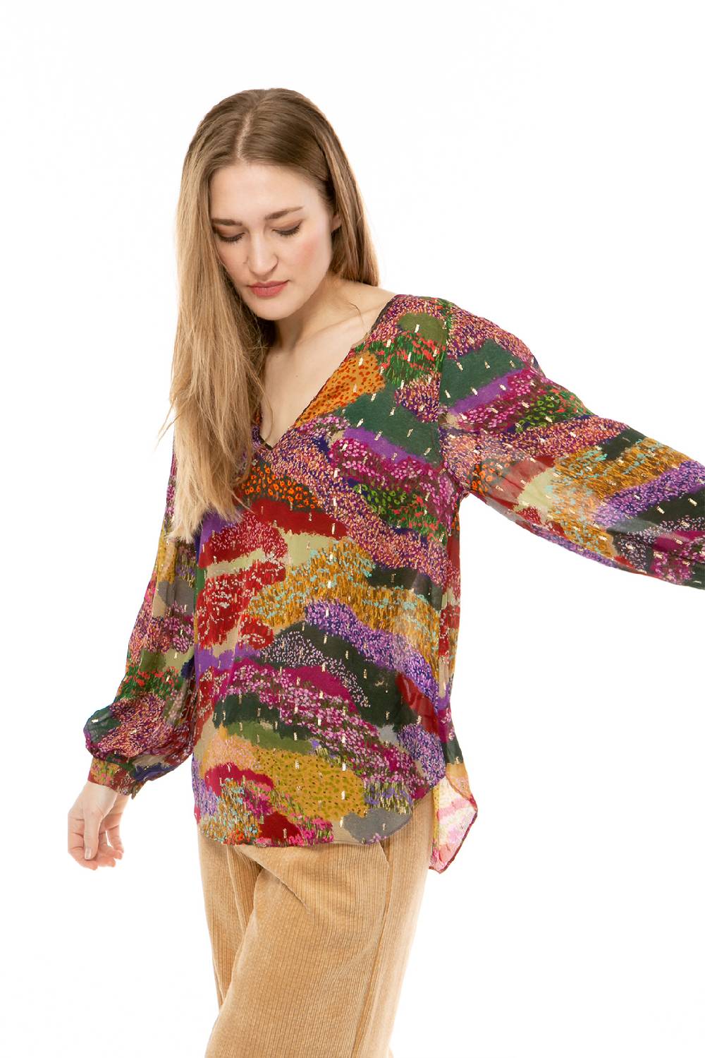 IVI GmbH FLOWER FIELDS Organza Bluse multicolor Begrenztes Angebot