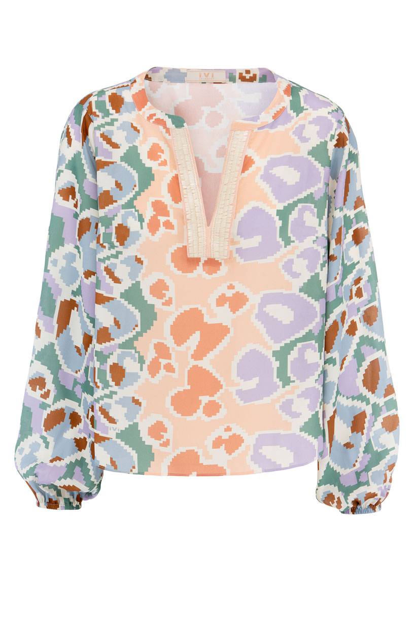 IVI GmbH PIXEL LEO Bluse mit Crochet pastel Saisonschlussverkauf