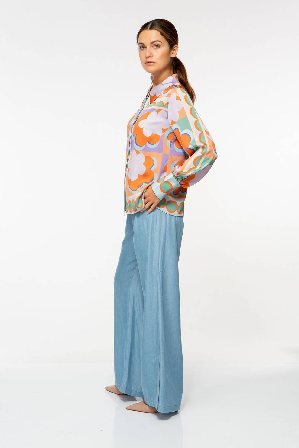 IVI GmbH CHECKED FLOWERS Verkürzte Hemdbluse aus Seide multicolor Weihnachtsangebot